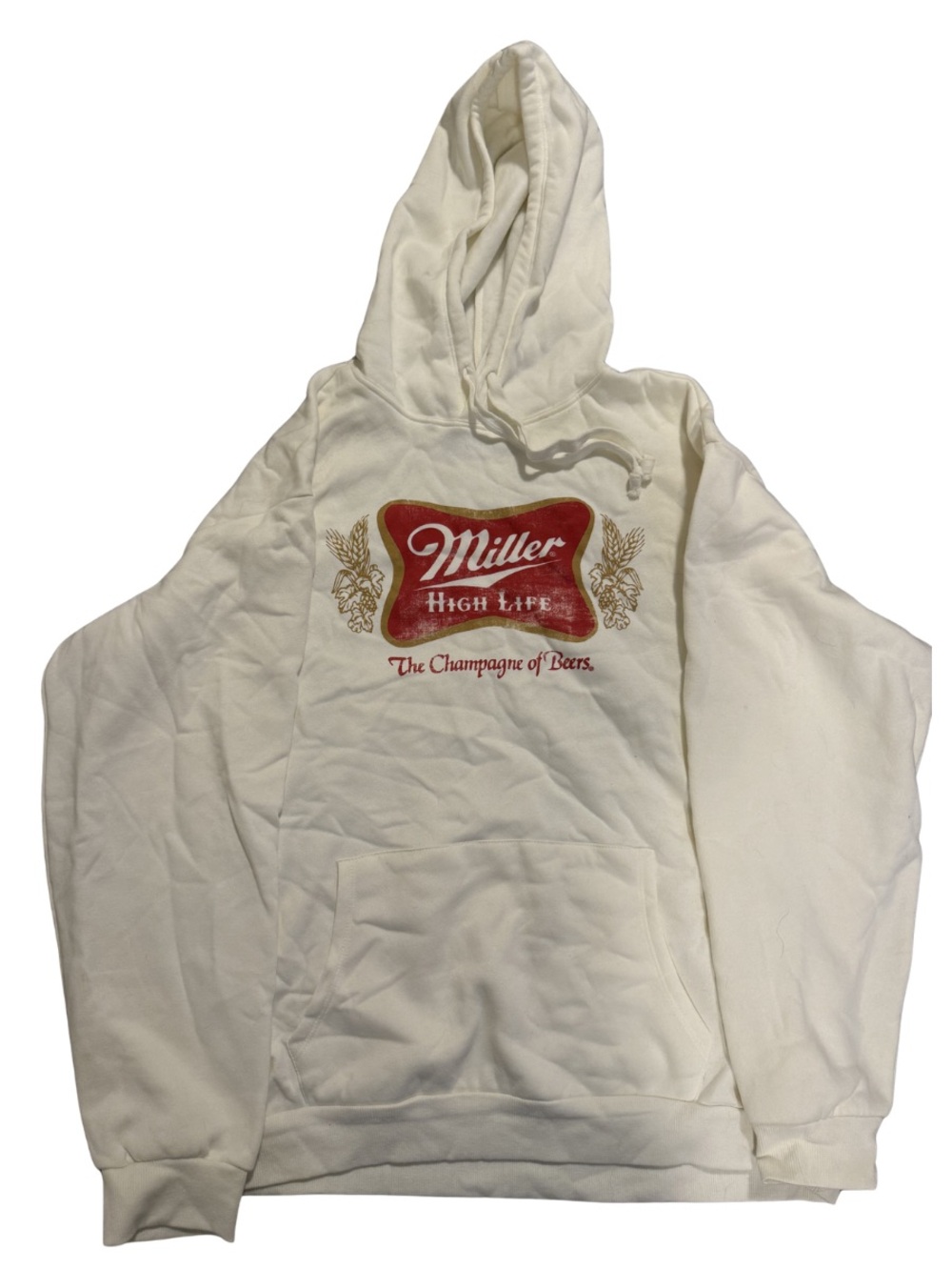 Tilly's Miller High Life Cream Hoodie with Red Logo